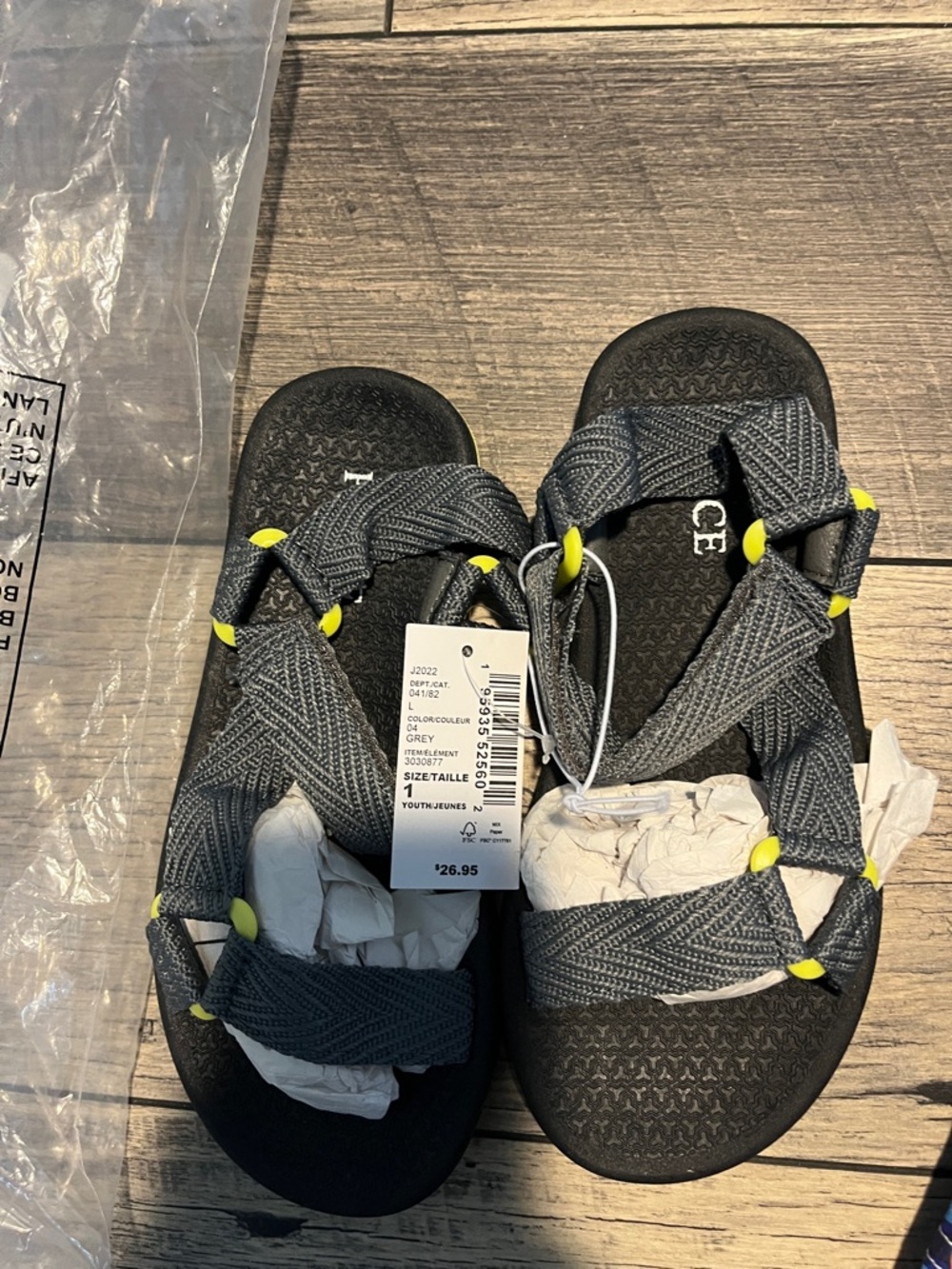 The Children's Place Grey Sandal with Yellow Accents
